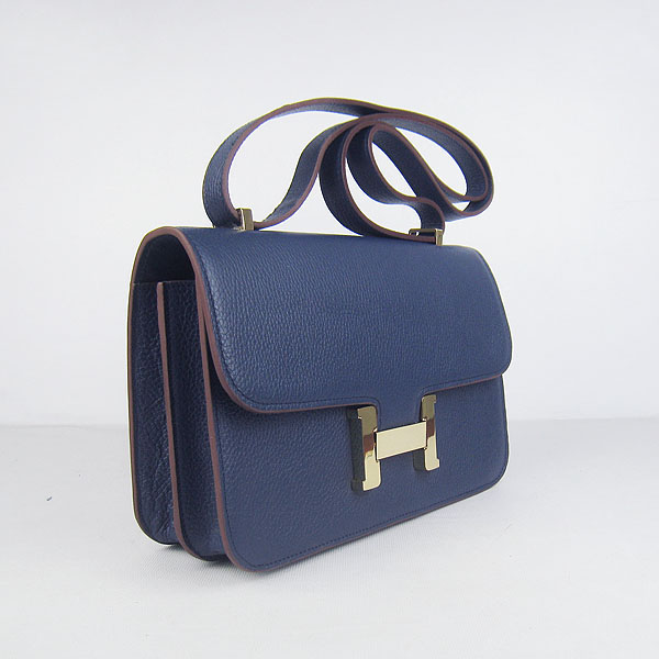 7A Hermes Constance Togo Leather Single Bag Dark Blue Gold Hardware H020 - Click Image to Close
